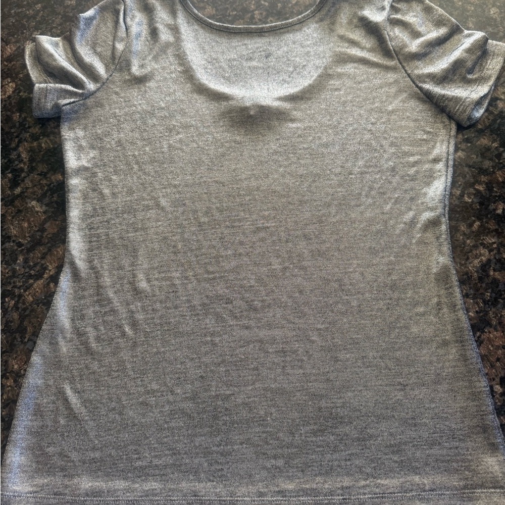 Michael Kors Metallic Gray Short Sleeve Top